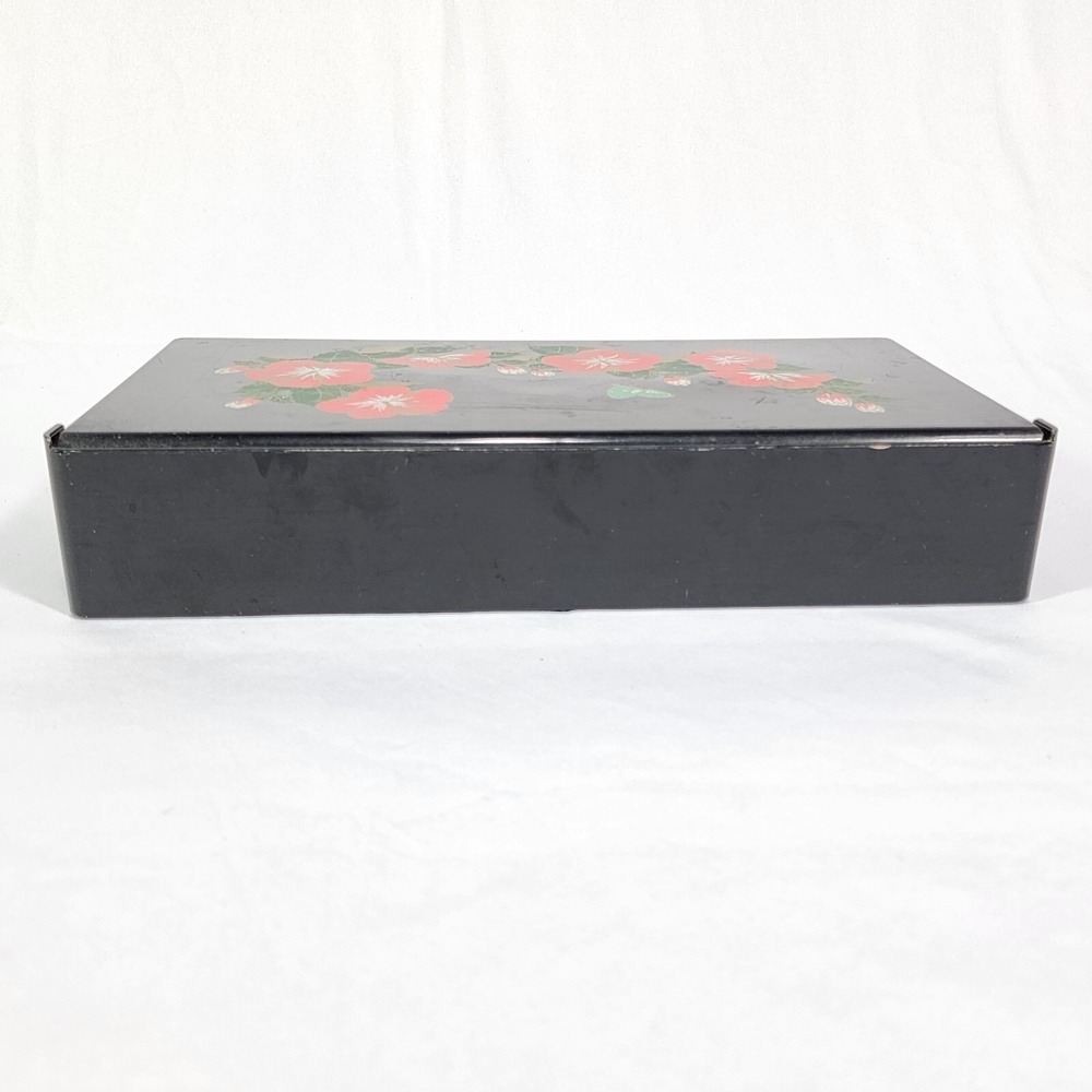 Vintage Hong Kong Travel Mirror Cosmetic Organizer‎ Jewelry Box Hibiscus Hawaii - Picture 5 of 12